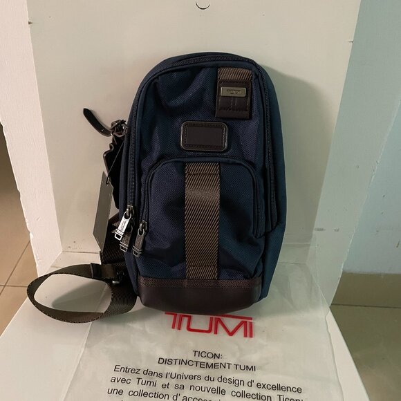 TUMl Blue Nylon Crossbody Sling Bag